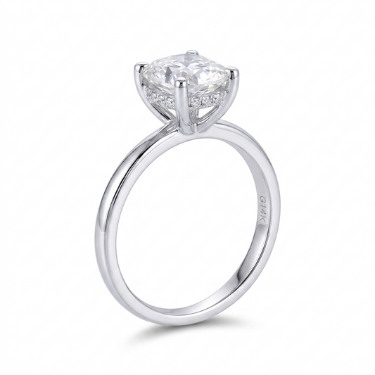 14k White Gold Asscher Cut Moissanite 1.5 Carat Ring Total