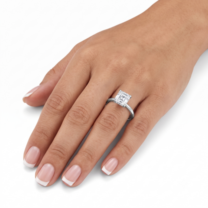 14k White Gold Asscher Cut Moissanite 1.5 Carat Ring Total