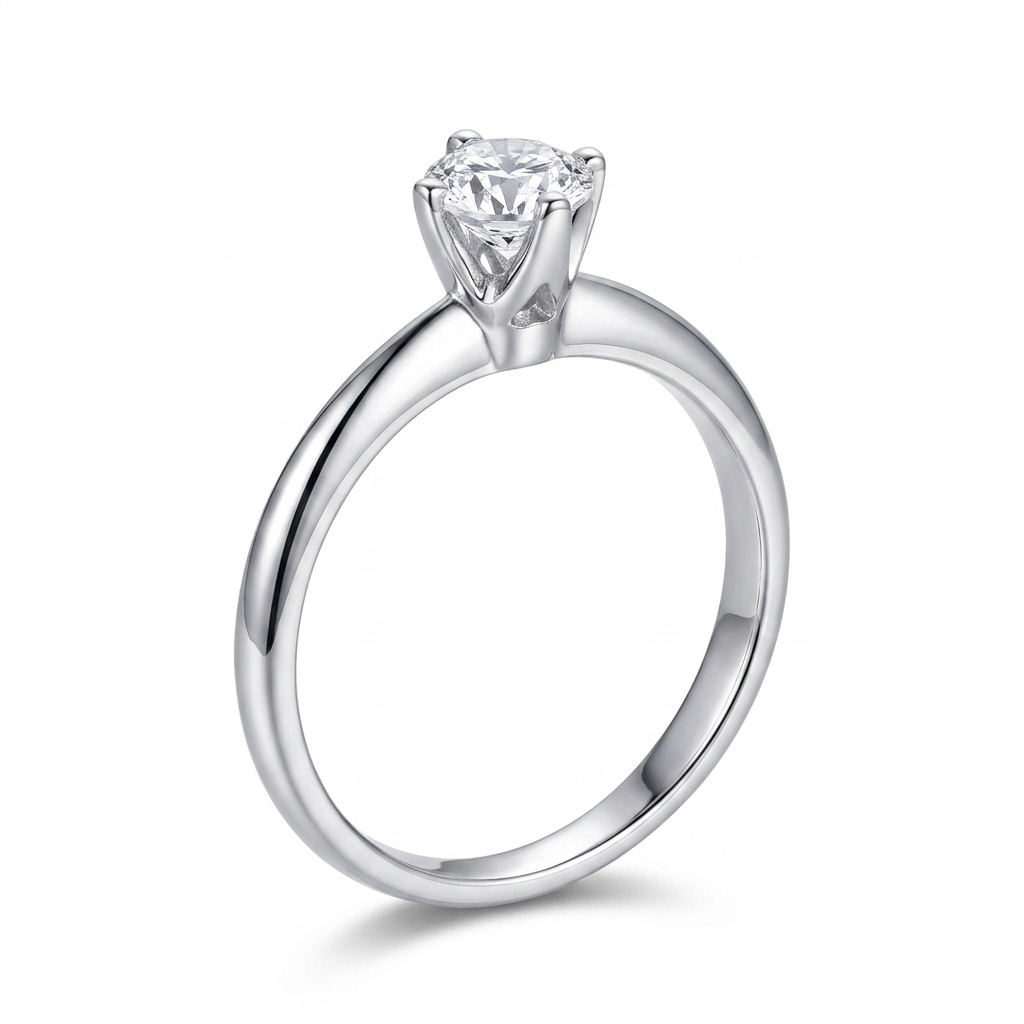 14k White Gold Solitaire 0.5ct Moissanite Ring