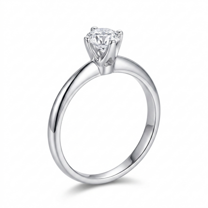 14k White Gold Solitaire 0.5ct Moissanite Ring