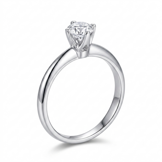 14k White Gold Solitaire 0.5ct Moissanite Ring