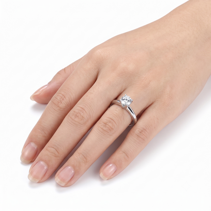 14k White Gold Solitaire 0.5ct Moissanite Ring