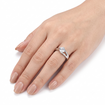 White Gold Plated 925 Silver Moissanite Engagement Ring 1ct