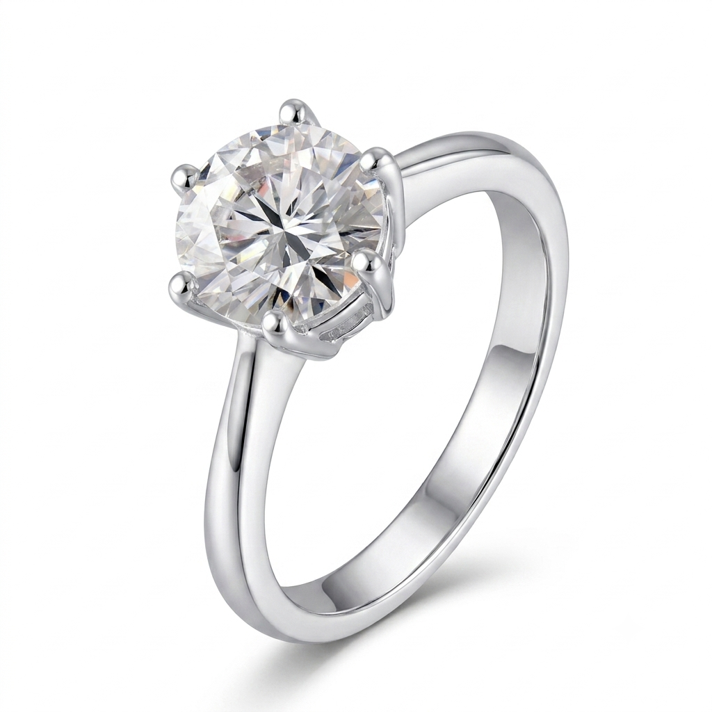 Buy Moissanite Ring - 14k White Gold Solitaire Moissanite Ring 0.5ct