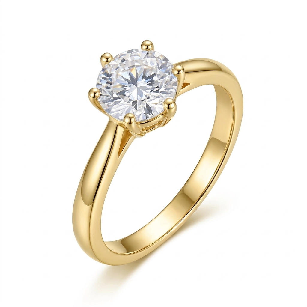 14k Yellow Gold Solitaire Moissanite Ring 1ct / Stylish Rings Collection