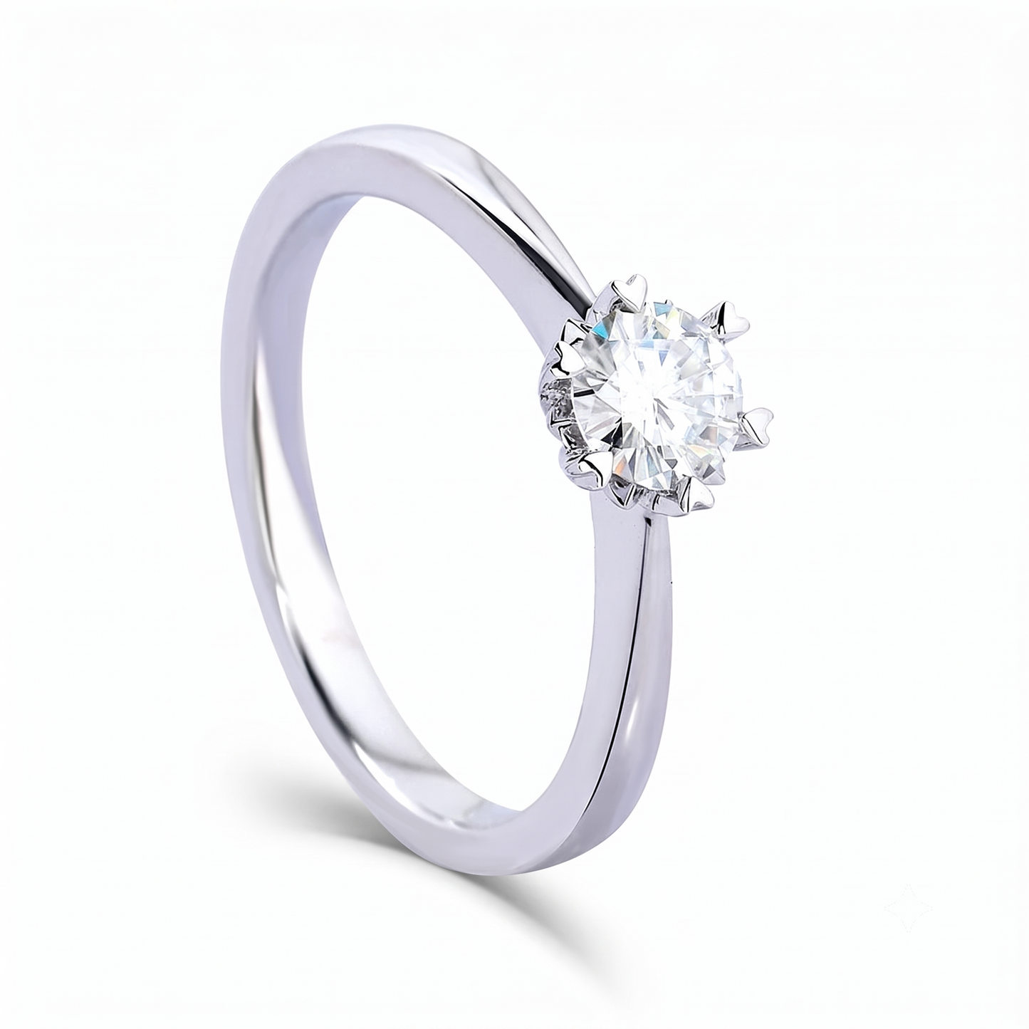 14k White Gold Solitaire Moissanite Ring 0.5ct