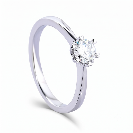14k White Gold Solitaire Moissanite Ring 0.5ct