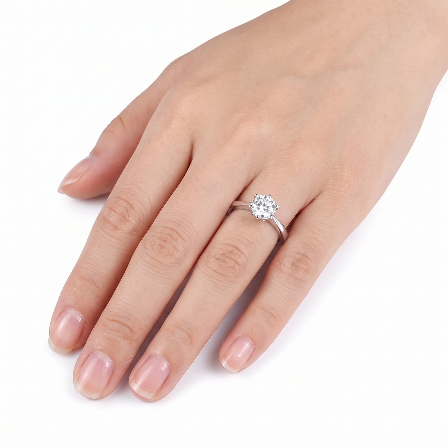 14k White Gold Solitaire Moissanite Ring 0.5ct