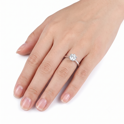 14k White Gold Solitaire Moissanite Ring 0.5ct