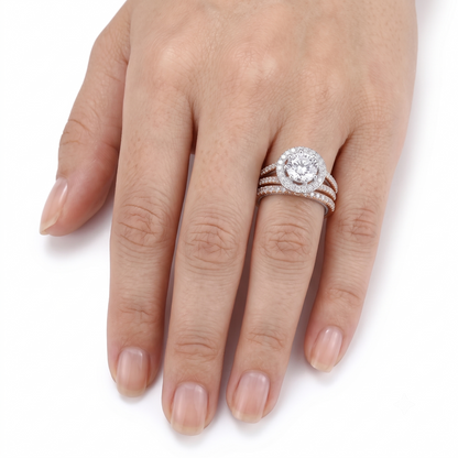 14k White & Yellow Gold Moissanite Wedding Set (Rings Can Be Bought Separately)