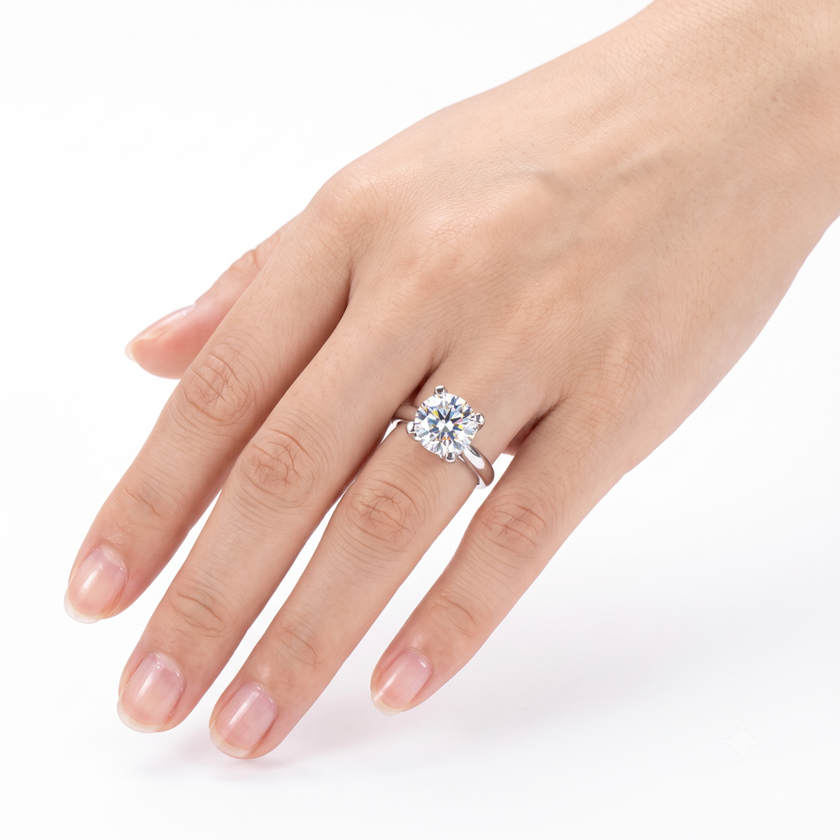 White Gold Plated Silver Beautiful Solitaire Engagement Rings Moissanite 1ct, 2ct, 3ct Options