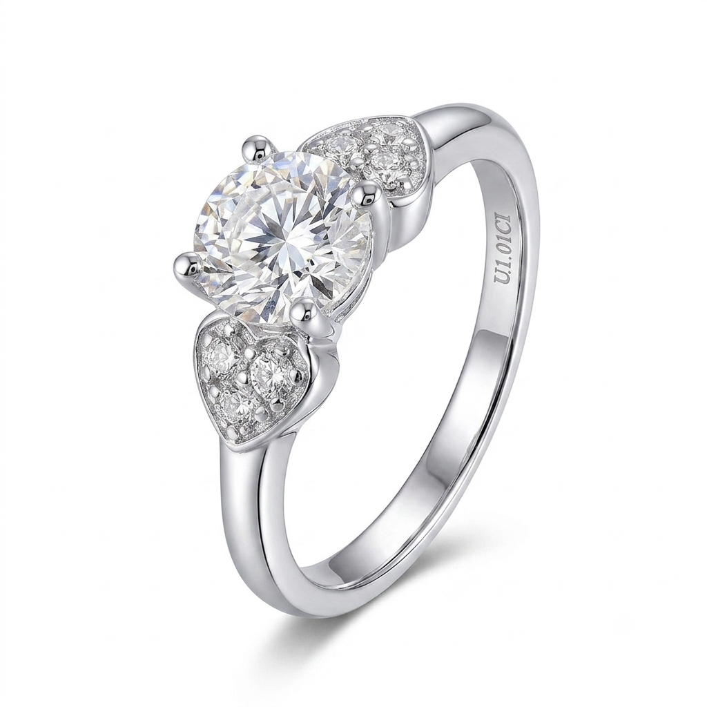 10k White Gold 3 Stone Moissanite Ring Octagon Cut 1.12ct Total