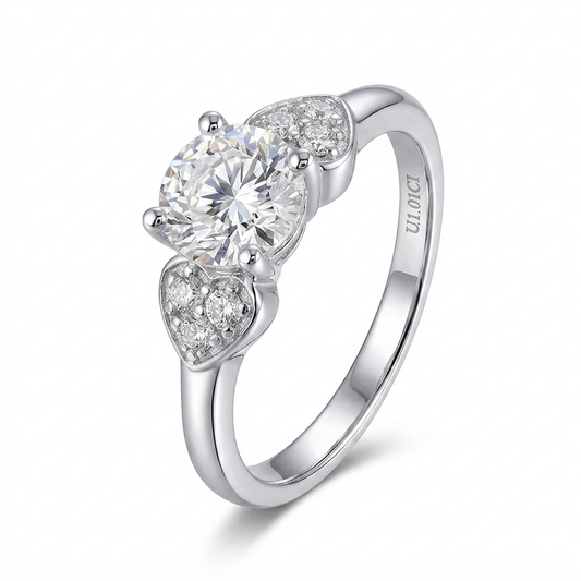 10k White Gold 3 Stone Moissanite Ring Octagon Cut 1.12ct Total