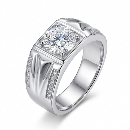 White Gold Plated Silver Wide Band Moissanite Most Beautiful Engagement Ring Ever 1ct, 2ct Options