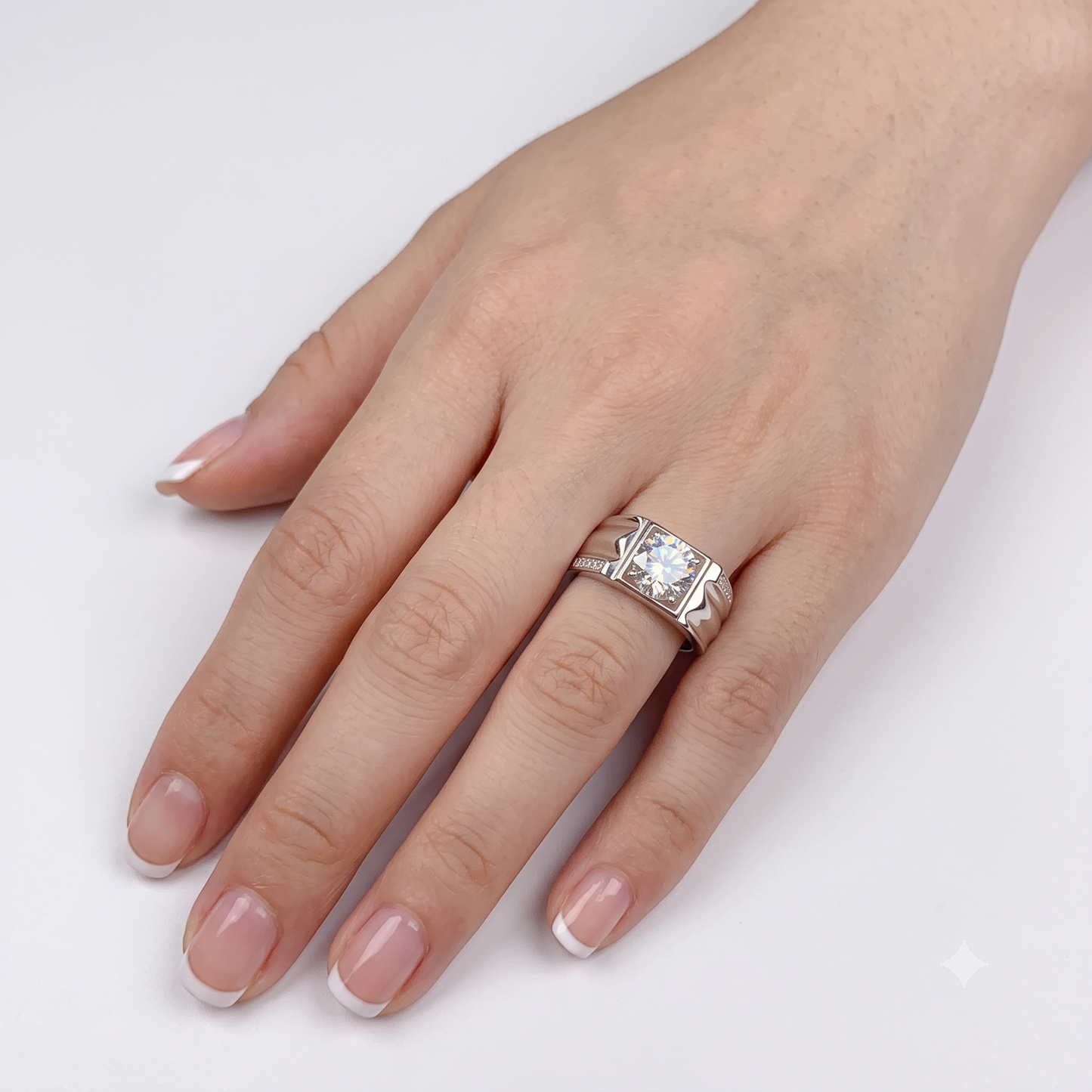 White Gold Plated Silver Wide Band Moissanite Most Beautiful Engagement Ring Ever 1ct, 2ct Options