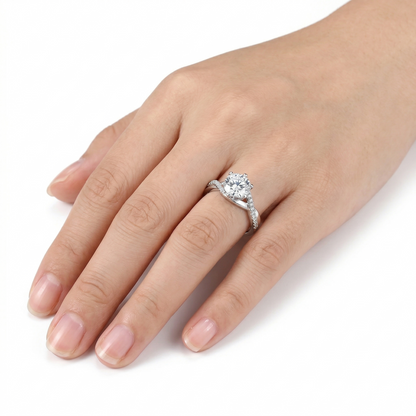 18k White Gold Moissanite Ring 1ct or 0.5ct Center Stone