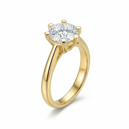 14k Yellow Gold Solitaire Moissanite 2 Carat Engagement Ring