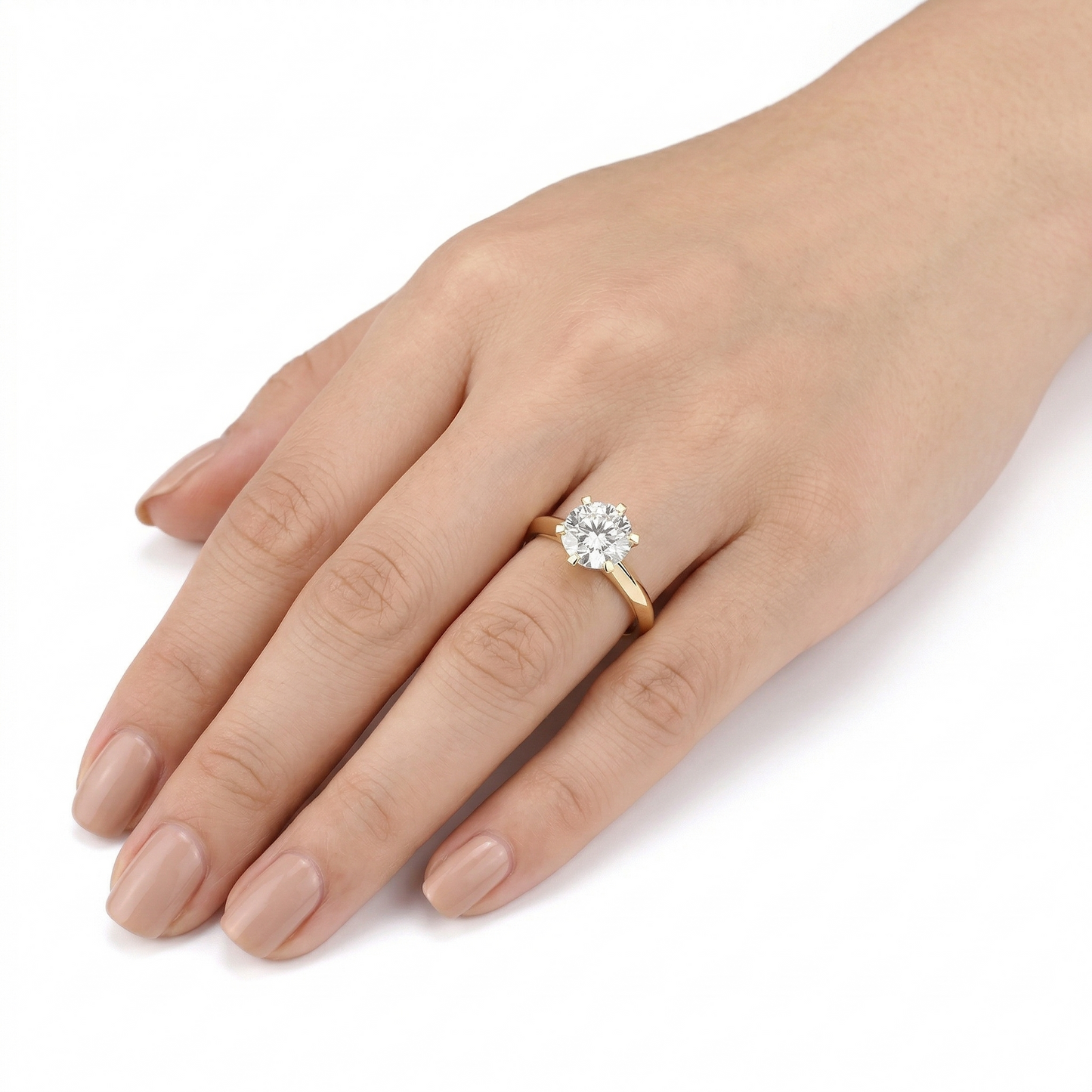 14k Yellow Gold Solitaire Moissanite 2 Carat Engagement Ring