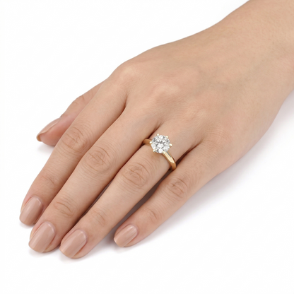 14k Yellow Gold Solitaire Moissanite 2 Carat Engagement Ring