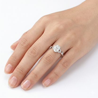 White Gold Plated Silver Moissanite Breathtaking Engagement Rings 1.5ct Center Stone