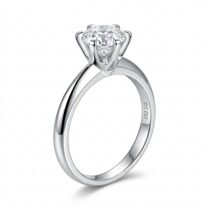 Platinum Plated Silver Solitaire Moissanite Ring 2ct