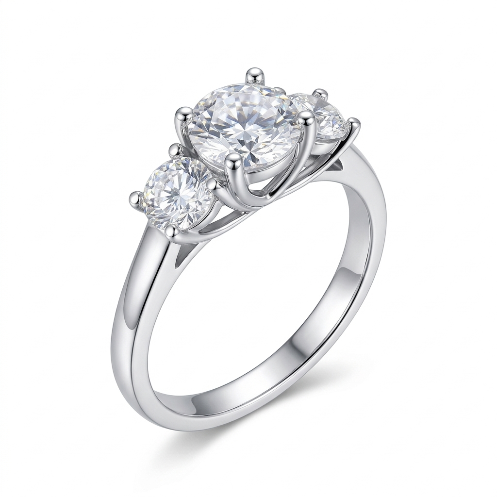 White Gold Plated 3 Stone Moissanite Ring 1.15ct (multiple colors)
