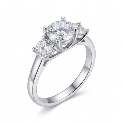 White Gold Plated 3 Stone Moissanite Ring 1.15ct (multiple colors)