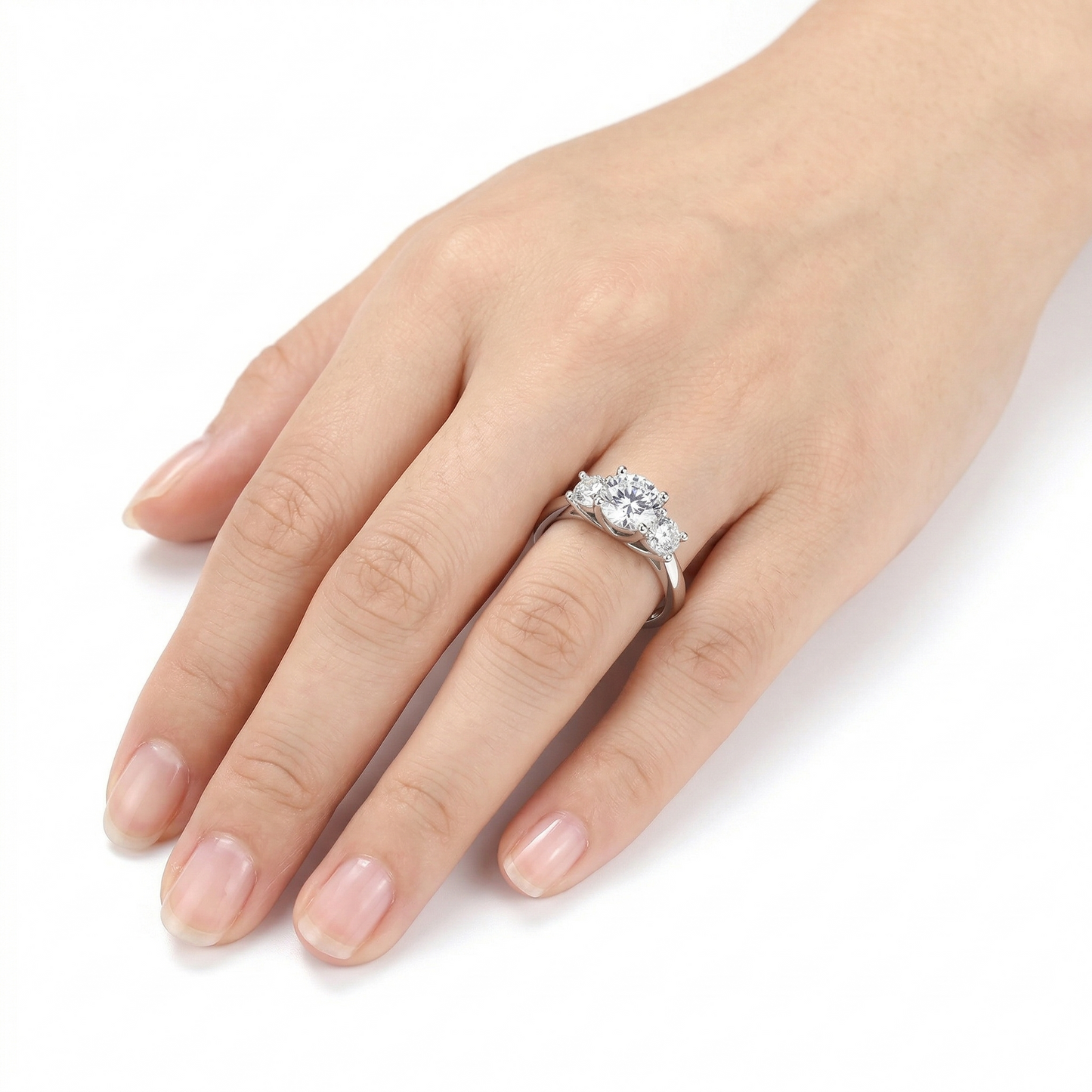 White Gold Plated 3 Stone Moissanite Ring 1.15ct (multiple colors)