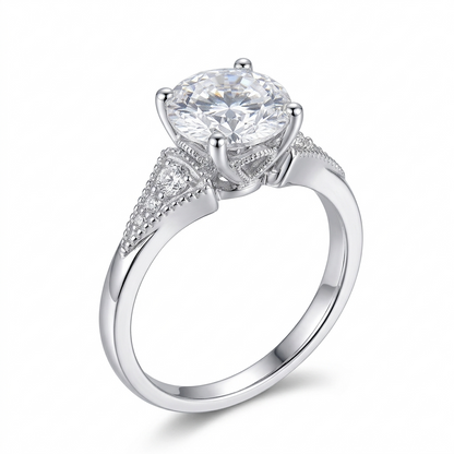 14k White Gold Moissanite Ring 1.5ct Center Stone