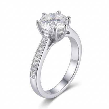 14k White Gold Moissanite Ring 1ct Center Stone / White Gold Ring Womens Collection