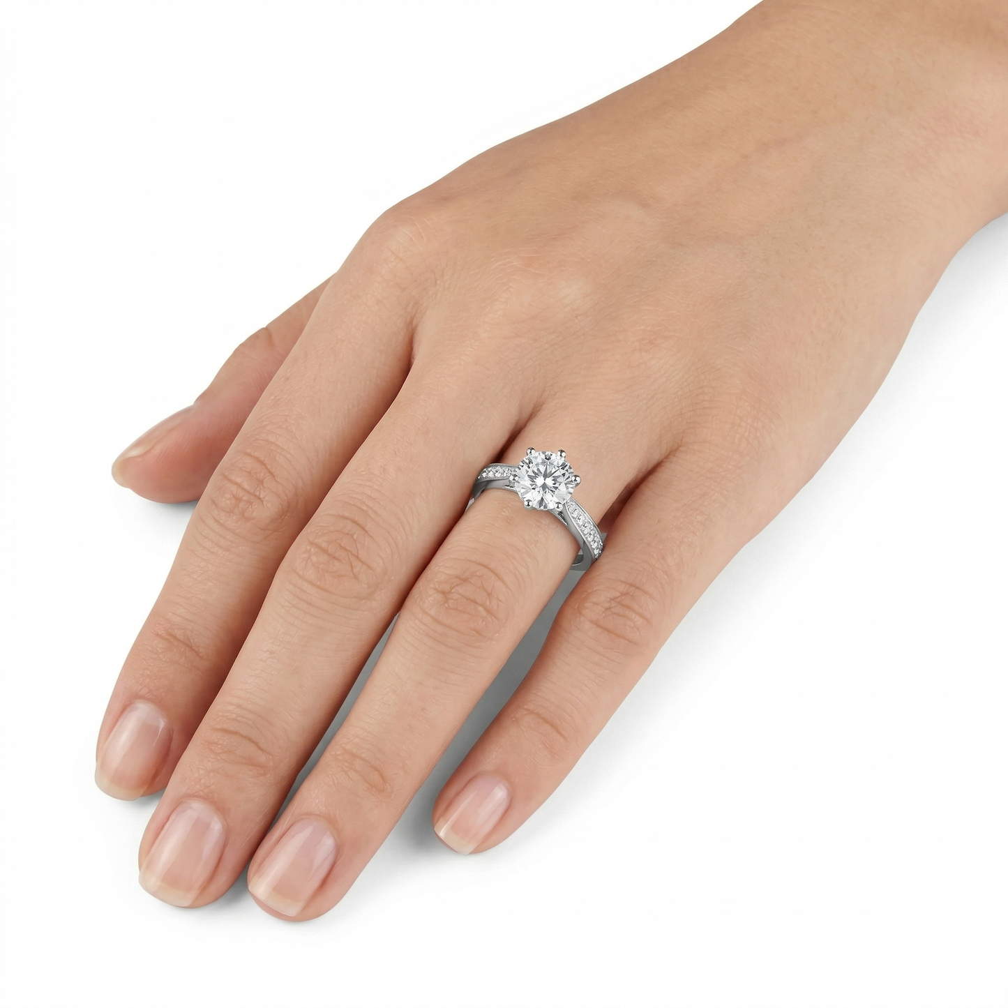 14k White Gold Moissanite Ring 1ct Center Stone / White Gold Ring Womens Collection