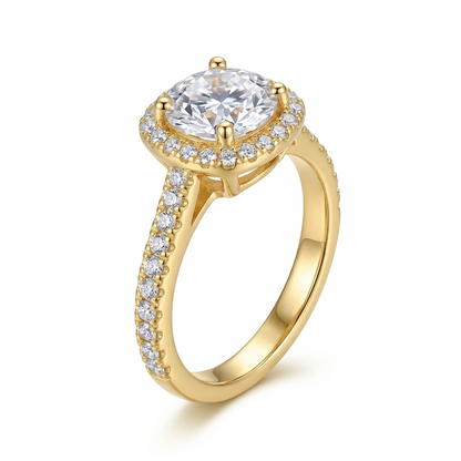 Moissanite Eternity Band Yellow Gold or White Gold Plated Halo Ring 1ct Stone