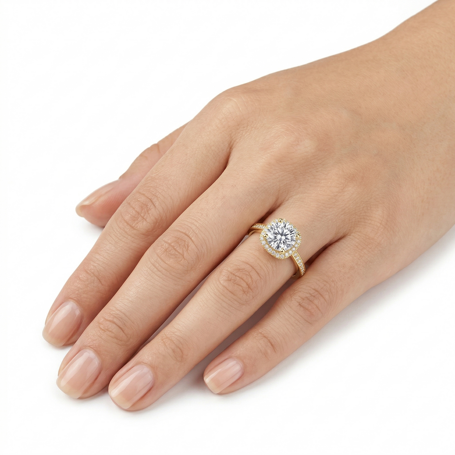 Moissanite Eternity Band Yellow Gold or White Gold Plated Halo Ring 1ct Stone