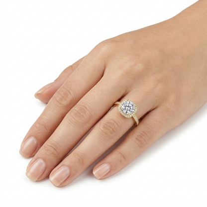 Moissanite Eternity Band Yellow Gold or White Gold Plated Halo Ring 1ct Stone