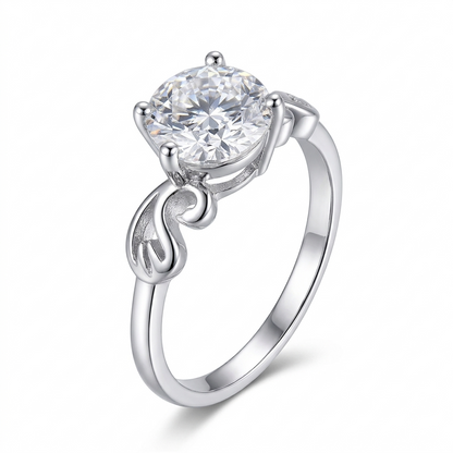 Platinum Plated Silver Moissanite Ring 1ct, 1.2ct, 2ct Options
