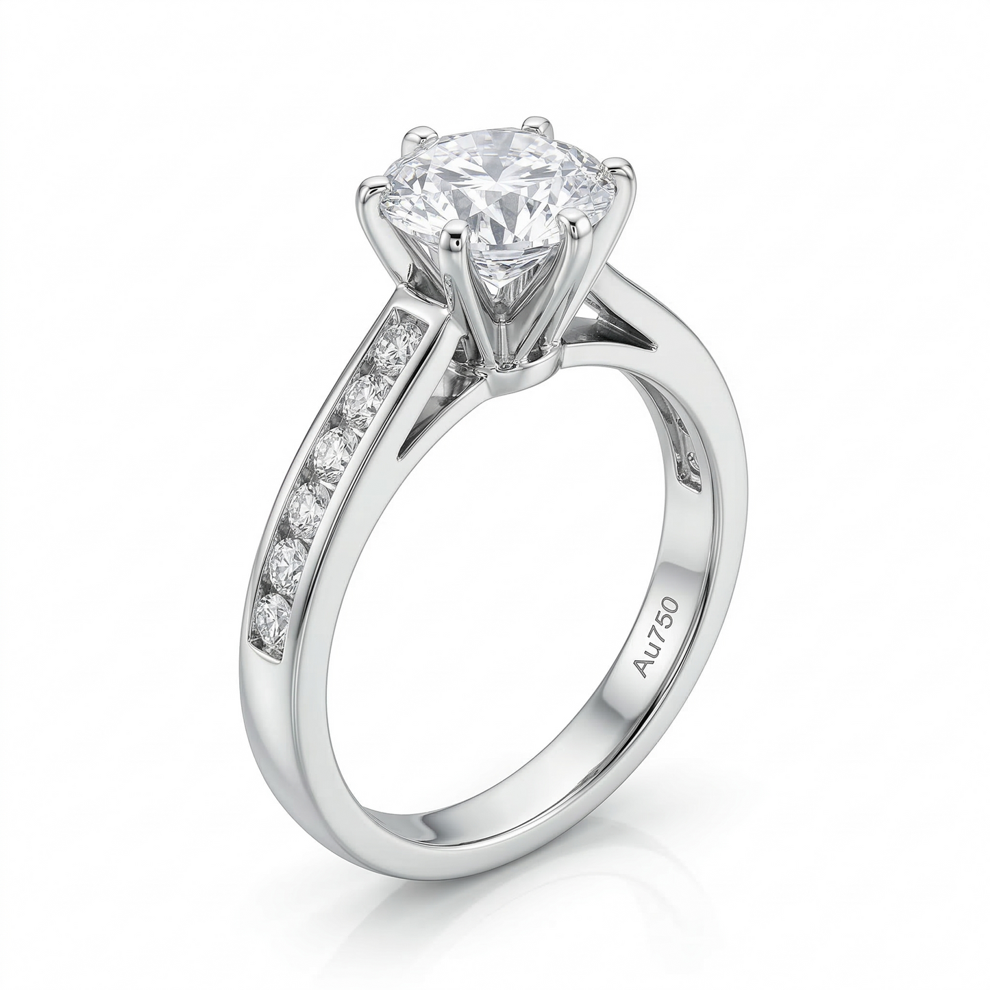 Platinum Plated Silver Moissanite Ring 0.8ct or 1ct