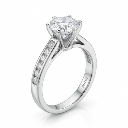 Platinum Plated Silver Moissanite Ring 0.8ct or 1ct