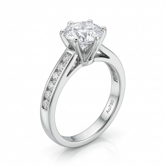 Platinum Plated Silver Moissanite Ring 0.8ct or 1ct