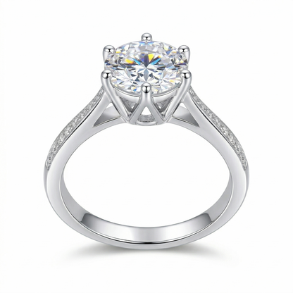 Platinum Plated Silver Moissanite Ring 1.2ct & 2ct Options
