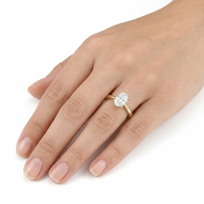 10k / 14k / 18k Yellow Gold Oval Cut Solitaire Moissanite Ring 1ct