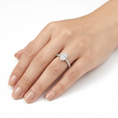 10k White Gold Oval Cut Moissanite Ring 1ct Center Stone | Women Wedding Ring Sets