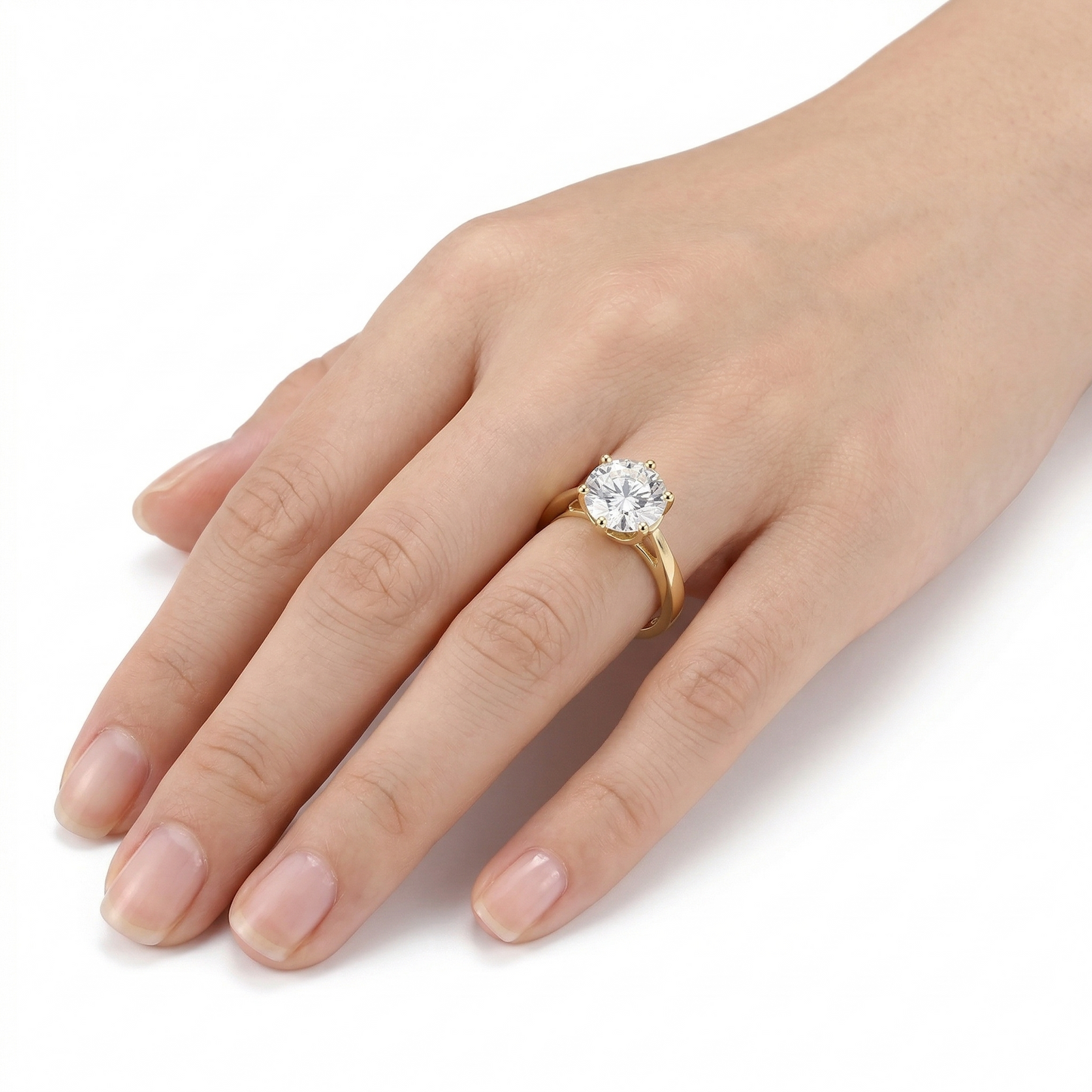 14k Yellow Gold Solitaire Moissanite Ring 2ct /  Best Engagement Ring Shape