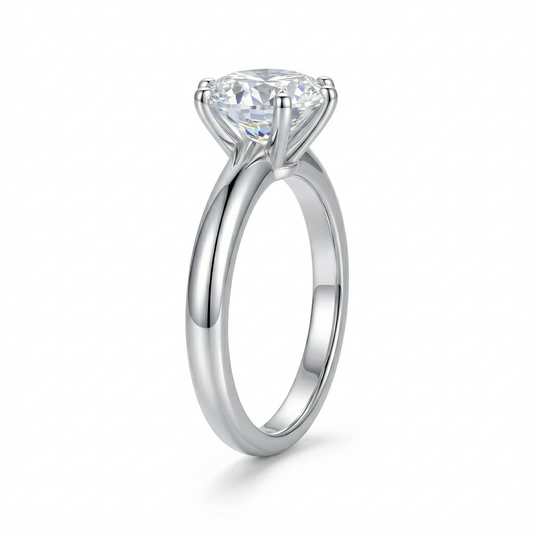 14k White Gold Solitaire Moissanite Engagement Ring 1.5ct | 14k White Gold Promise Rings for Her
