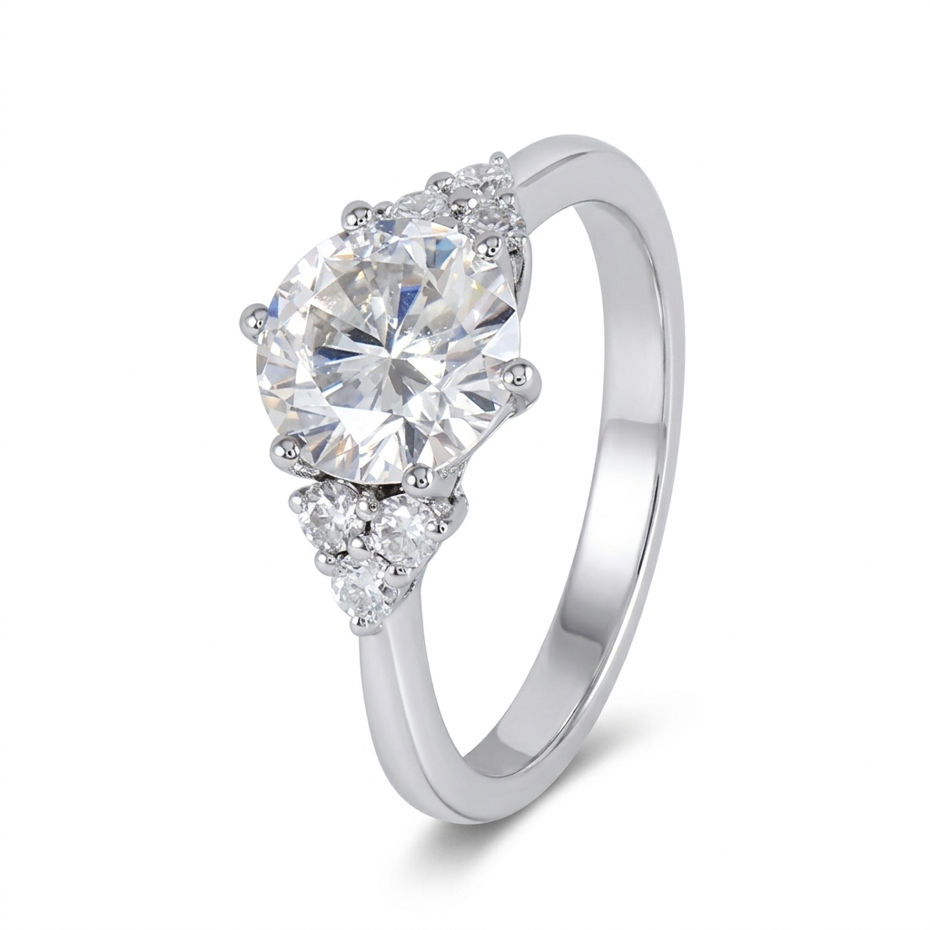 14k White, Yellow, Rose Gold for Engagement Ring Moissanite 1.15ct Total