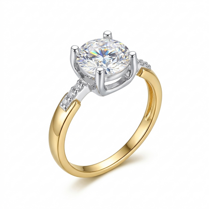 White & Yellow Gold Plated Silver Moissanite Unique Engagement Rngs Affordable 1ct Center Stone