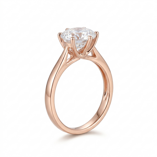 10k Rose Gold Solitaire Moissanite Ring 3ct