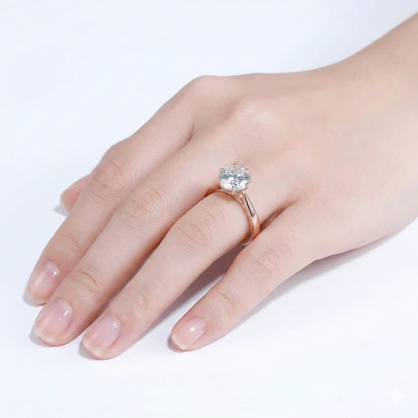 10k Rose Gold Solitaire Moissanite Ring 3ct