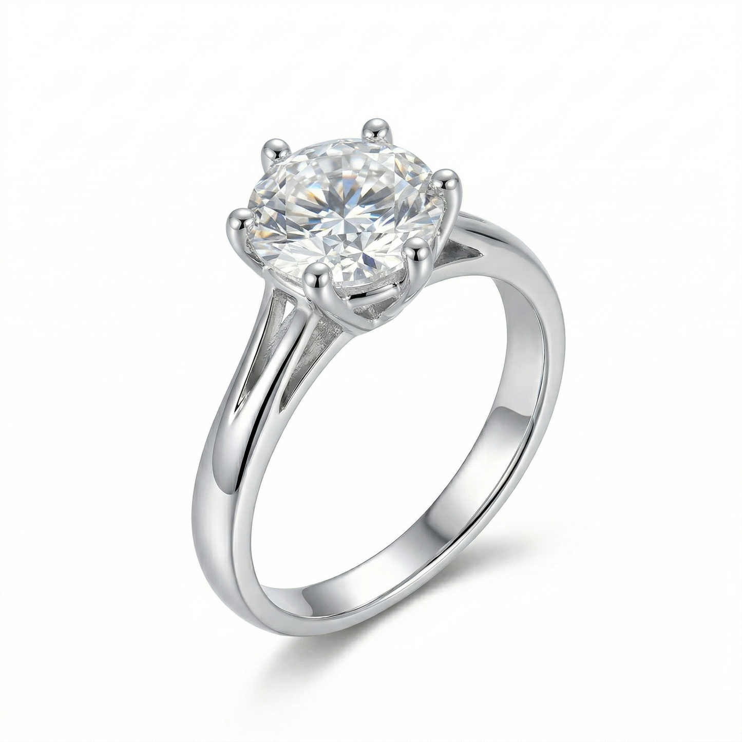 Jewelry for Her Anniversary Ring Collection - 14k White Gold Solitaire Moissanite Ring 2ct
