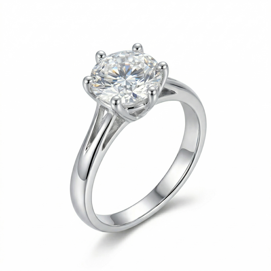 Jewelry for Her Anniversary Ring Collection - 14k White Gold Solitaire Moissanite Ring 2ct