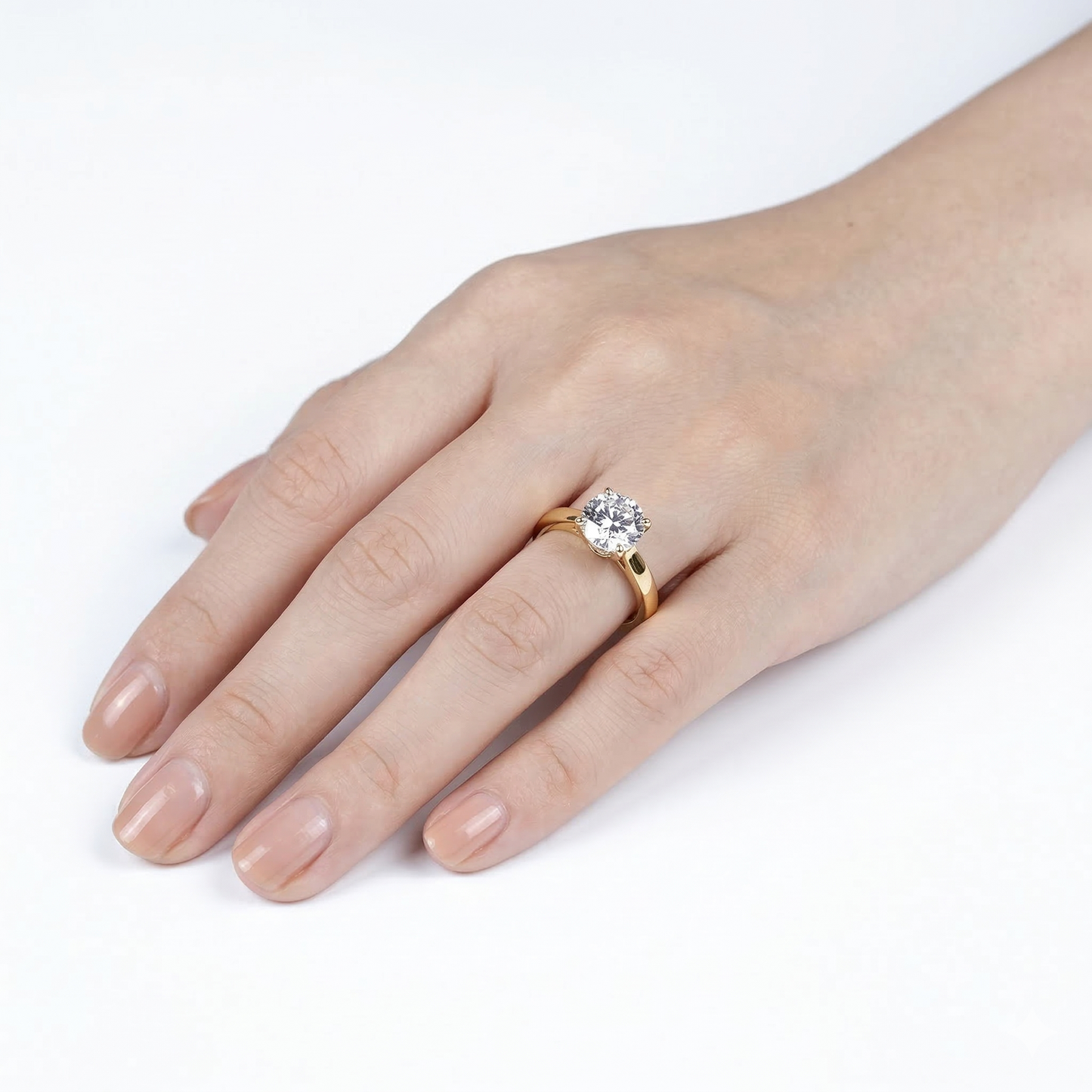 14k White & Yellow Gold Solitaire Moissanite Engagement Ring With Center Stone 2ct